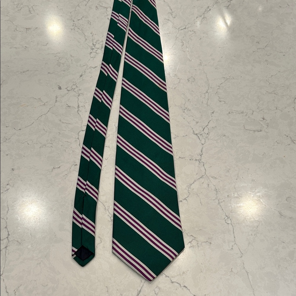 Brooks Brothers Emerald and Rose Striped Tie